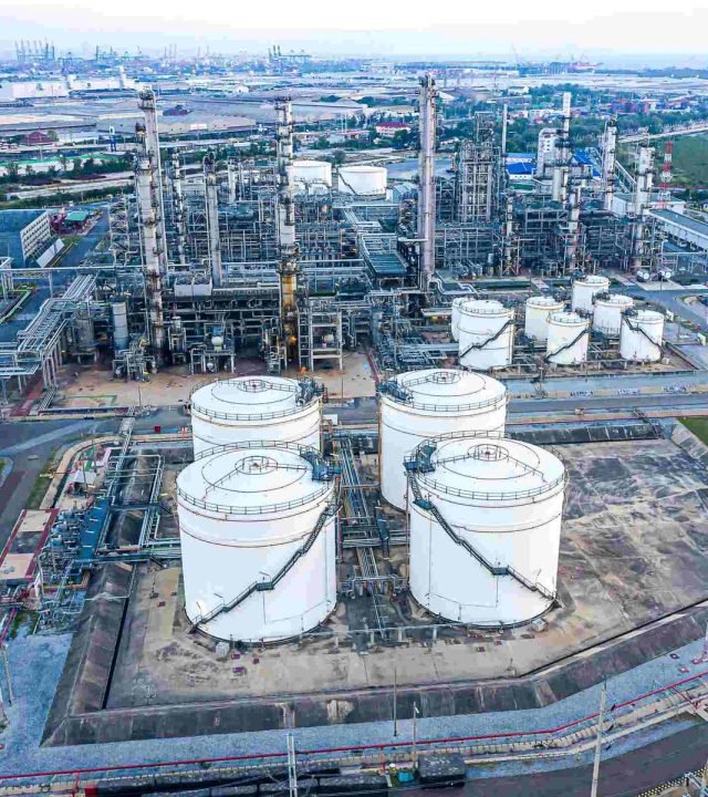 oil refinery plant from industry zone, aerial view oil and gas i